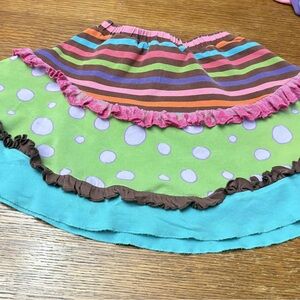 Lemon Loves Lime Vintage Lemon Orange and Brown Striped Skirt size 5